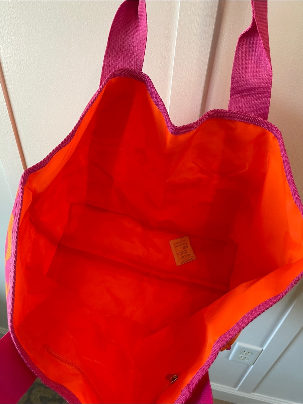 amika Orange and Pink Floral Logo Tote - Picture 4 of 7